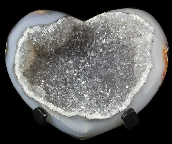 Polished, Agate Heart Filled with Druzy Quartz - Uruguay #62827